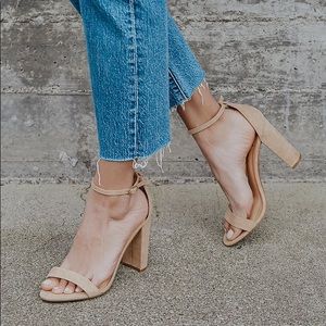 Taylor Natural Suede Ankle Strap Heels